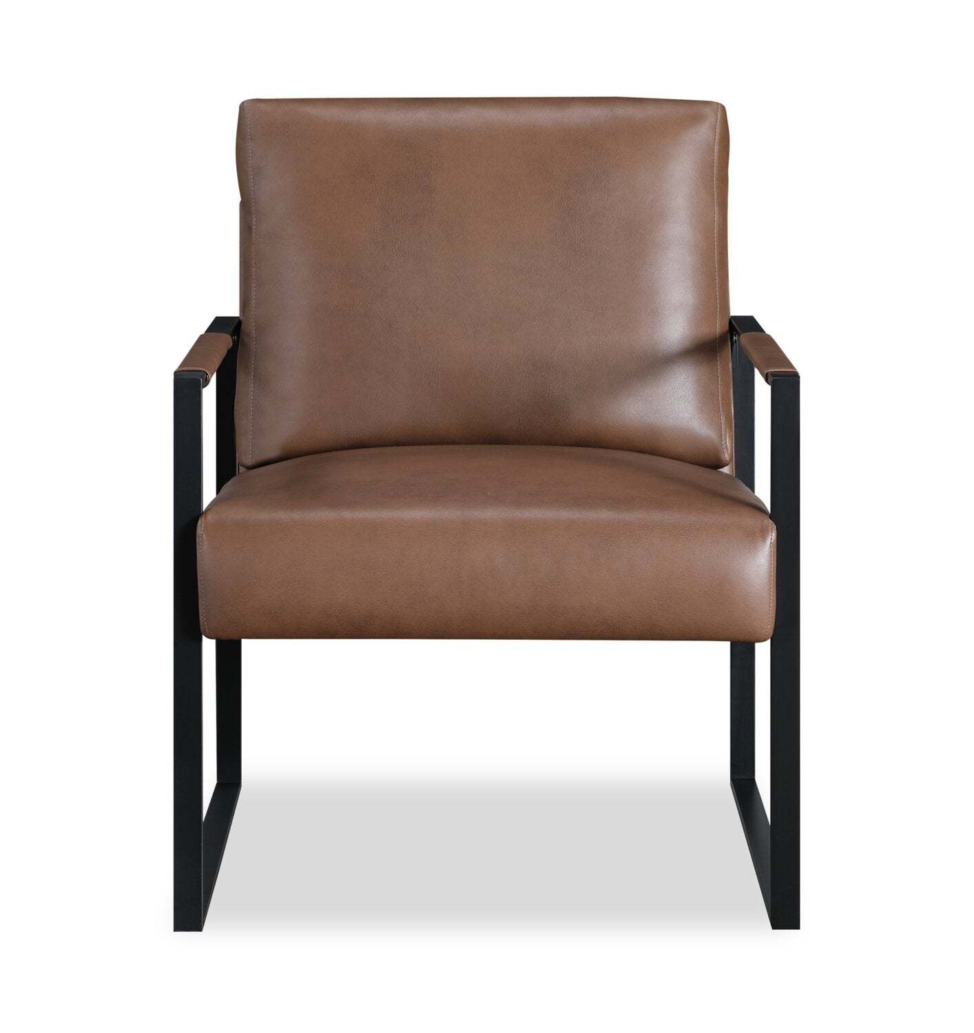 Nico 24.75 Fauteuil d'appoint en similicuir avec pieds en métal - Marron | Fauteuil d'appoint Nico de 24,75 po en similicuir avec pattes en métal - brun