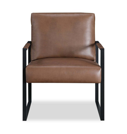 Nico 24.75 Fauteuil d'appoint en similicuir avec pieds en métal - Marron | Fauteuil d'appoint Nico de 24,75 po en similicuir avec pattes en métal - brun