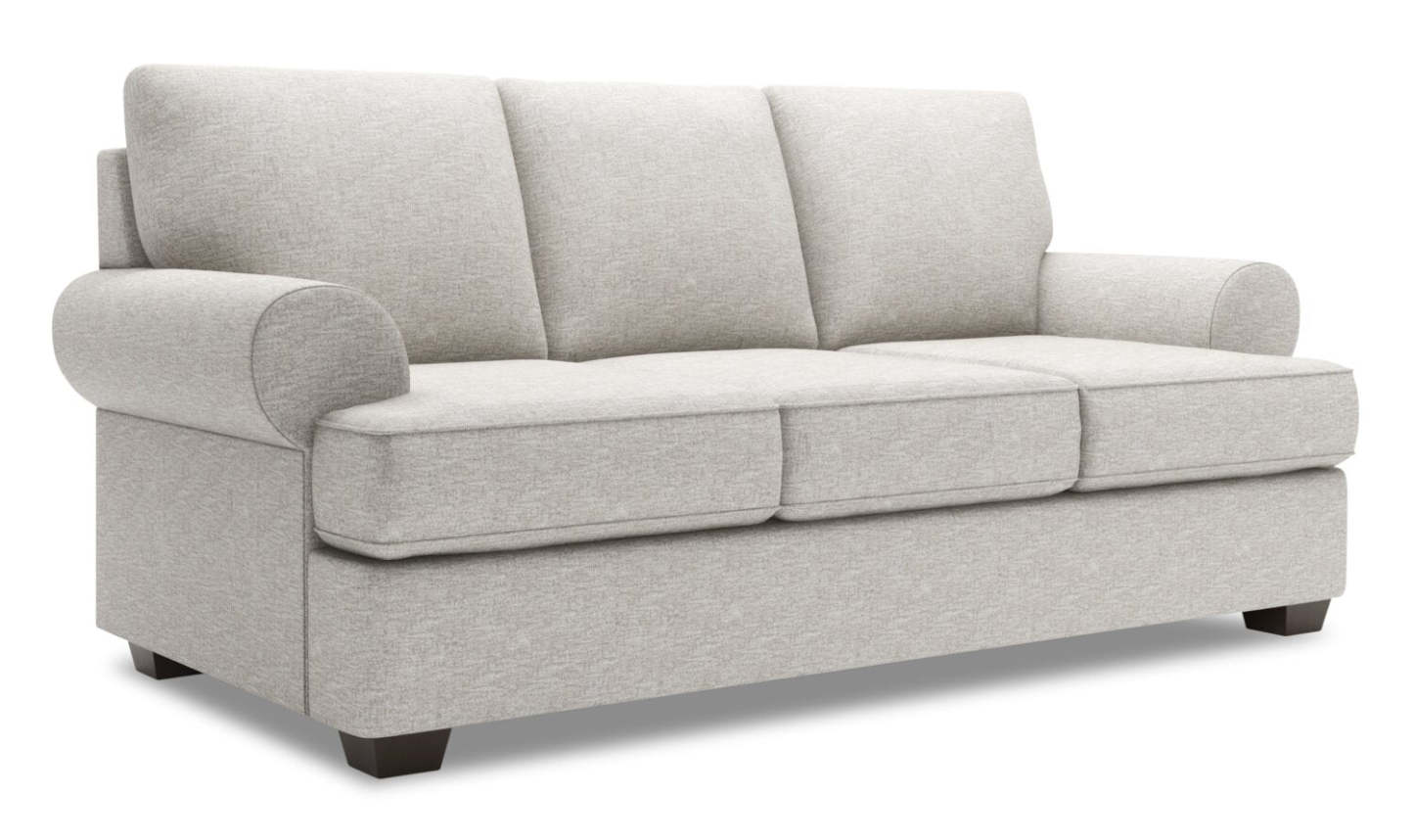 Fabriqué au Canada Canapé Personnalisable Roll 86 Canapé en Tissu Chenille avec Accoudoirs Roulés - Argent Luxe | Canapé Roll de Sofa Lab de 86 po fabriqué au Canada en tissu de chenille avec accoudoirs enroulés - Argent Luxe | RO102793