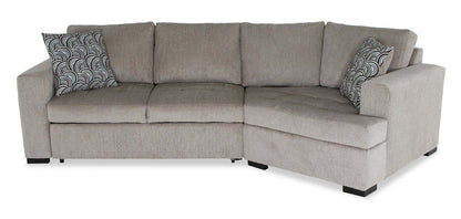 Fabriqué au Canada, canapé-lit sectionnel enveloppant Legend 2 pièces en tissu de chenille orienté à droite - beige platine