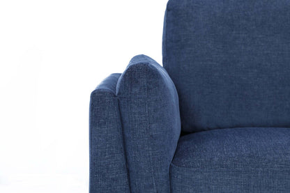 Sofa sectionnel de droite Zara 2 pièces en tissu avec fauteuil long et pattes en bois - bleu marine