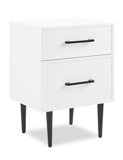 Table de chevet à 2 tiroirs Brax, 18 L x 25,75 H - Blanc | Table de nuit Brax de 18 po (l) x 25,75 po (H) à 2 tiroirs - blanche
