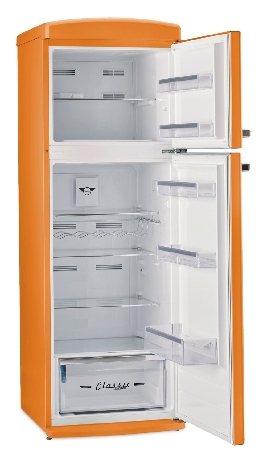 Réfrigérateur Classic Rétro d'Unique de 24 po et de 11 pi3 à congélateur supérieur - orange creamsicle - UNQ-310L O TM
