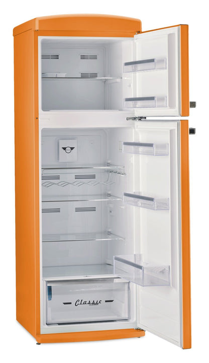 Réfrigérateur Classic Rétro d'Unique de 24 po et de 11 pi3 à congélateur supérieur - orange creamsicle - UNQ-310L O TM