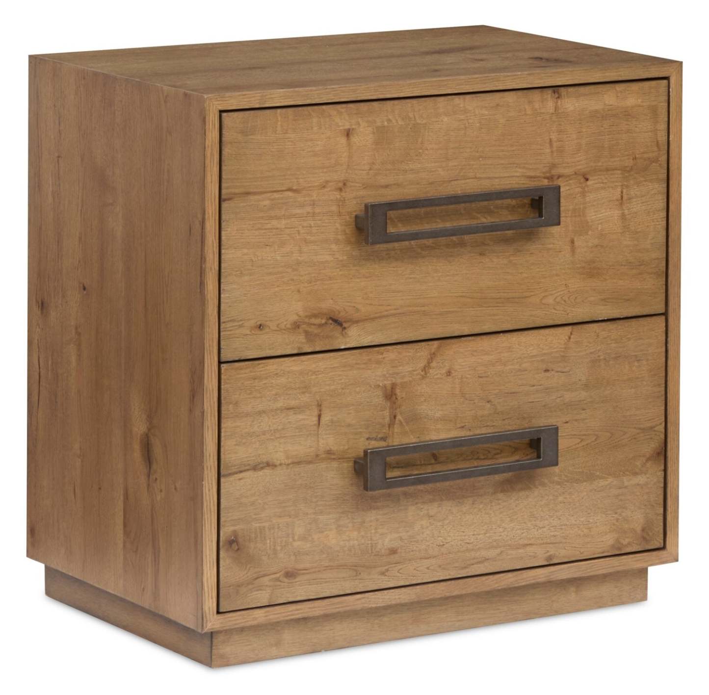 Table de nuit Henri à 2 tiroirs avec ports USB, 26 L x 26 H, Bois - Marron | Table de nuit Henri de 26 po (l) x 26 po (H) en bois à 2 tiroirs avec ports USB - brune