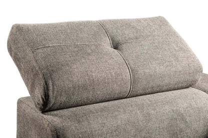 Sofa sectionnel Savvy 5 pièces en tissu d’apparence lin avec appuie-têtes réglables, porte-gobelets et port USB - gris