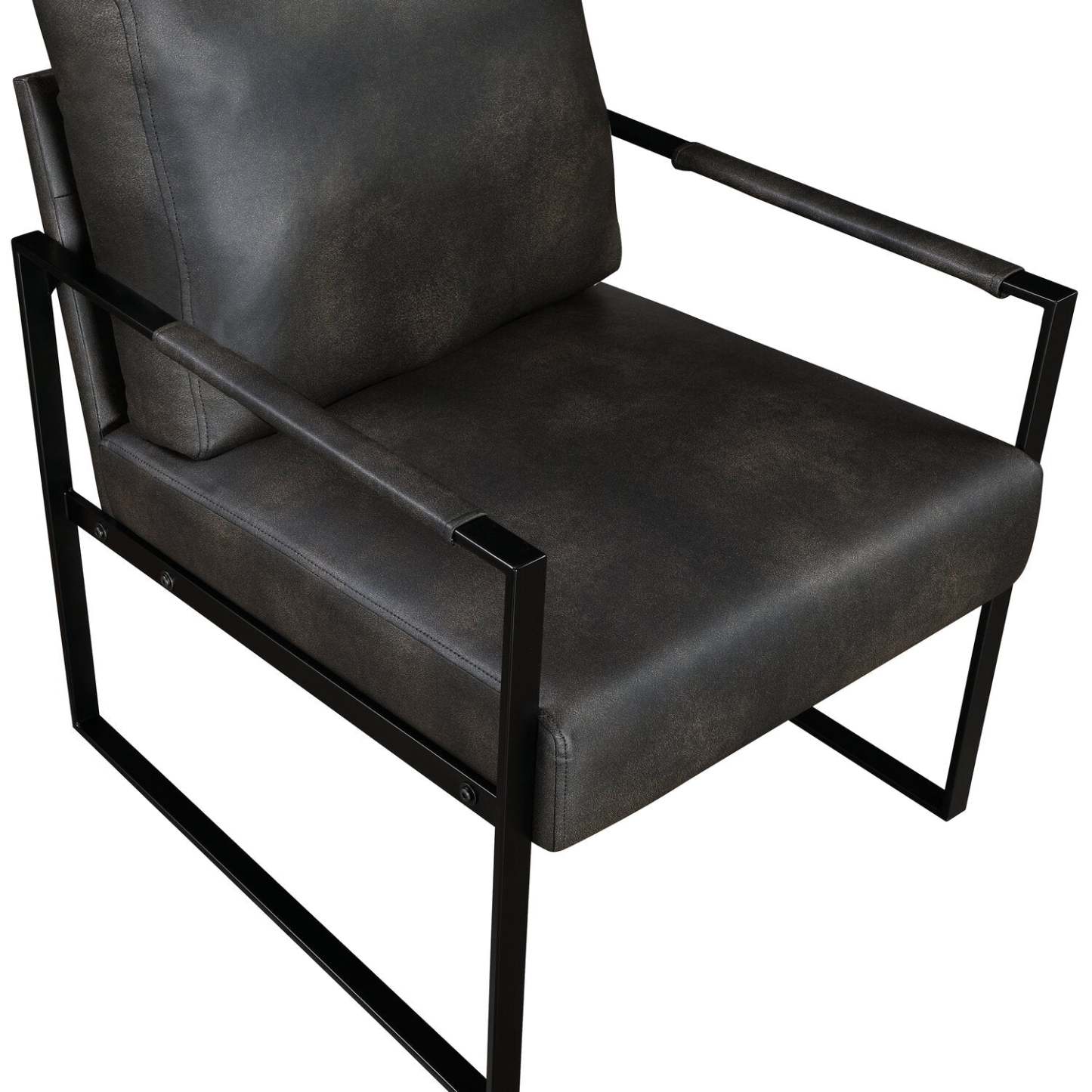 Fauteuil d'appoint en similicuir Nico 24.75 avec pieds en métal - Gris foncé | Fauteuil d'appoint Nico de 24,75 po en similicuir avec pattes en métal - gris foncé