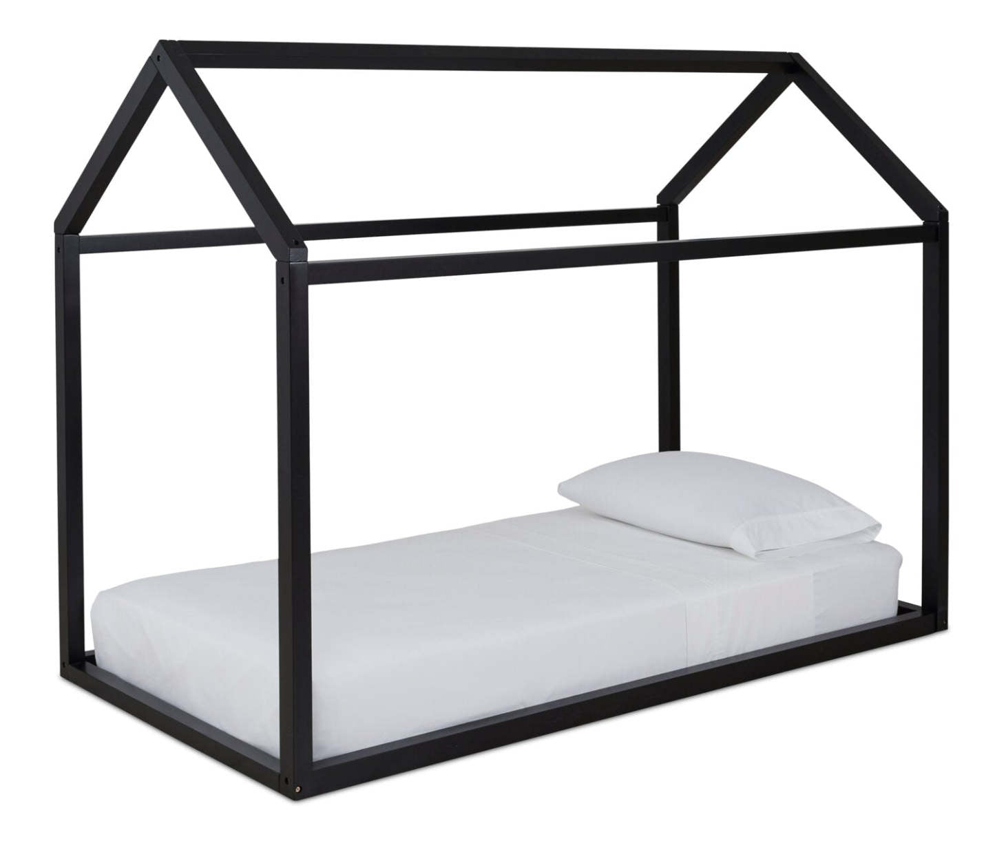 Lit Walt House pour enfants, bois, noir - taille simple | Lit maison Walt pour enfants, bois, noir - format lit simple