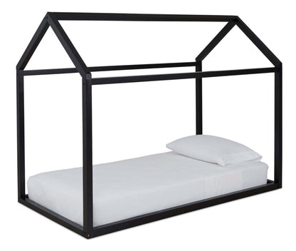 Lit Walt House pour enfants, bois, noir - taille simple | Lit maison Walt pour enfants, bois, noir - format lit simple