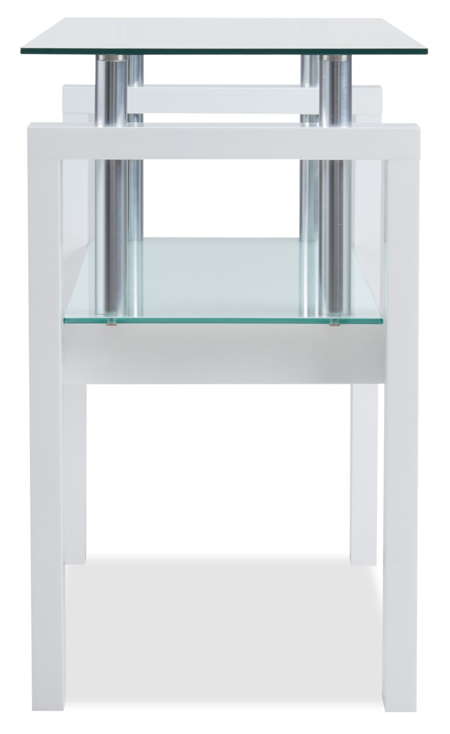 Harvy 50 Modern Glaass Top Sofa Table with Shelf - White |Table de salon moderne Harvy de 50 po avec dessus en verre et tablette - blanche