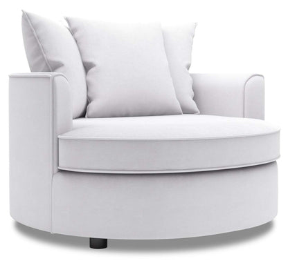 Fauteuil d'appoint enveloppant Sofa Lab de 48 po fabriqué au Canada en tissu d'apparence lin - blanc Pax Ice | CUDD3449