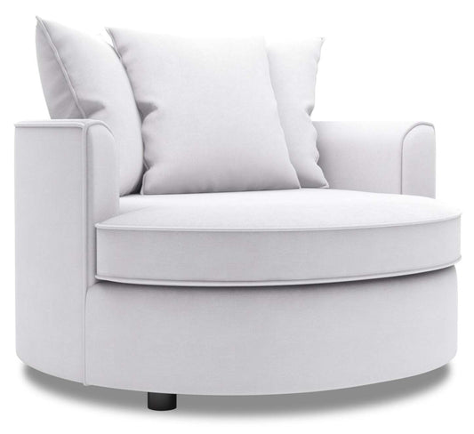 Fauteuil d'appoint enveloppant Sofa Lab de 48 po fabriqué au Canada en tissu d'apparence lin - blanc Pax Ice | CUDD3449