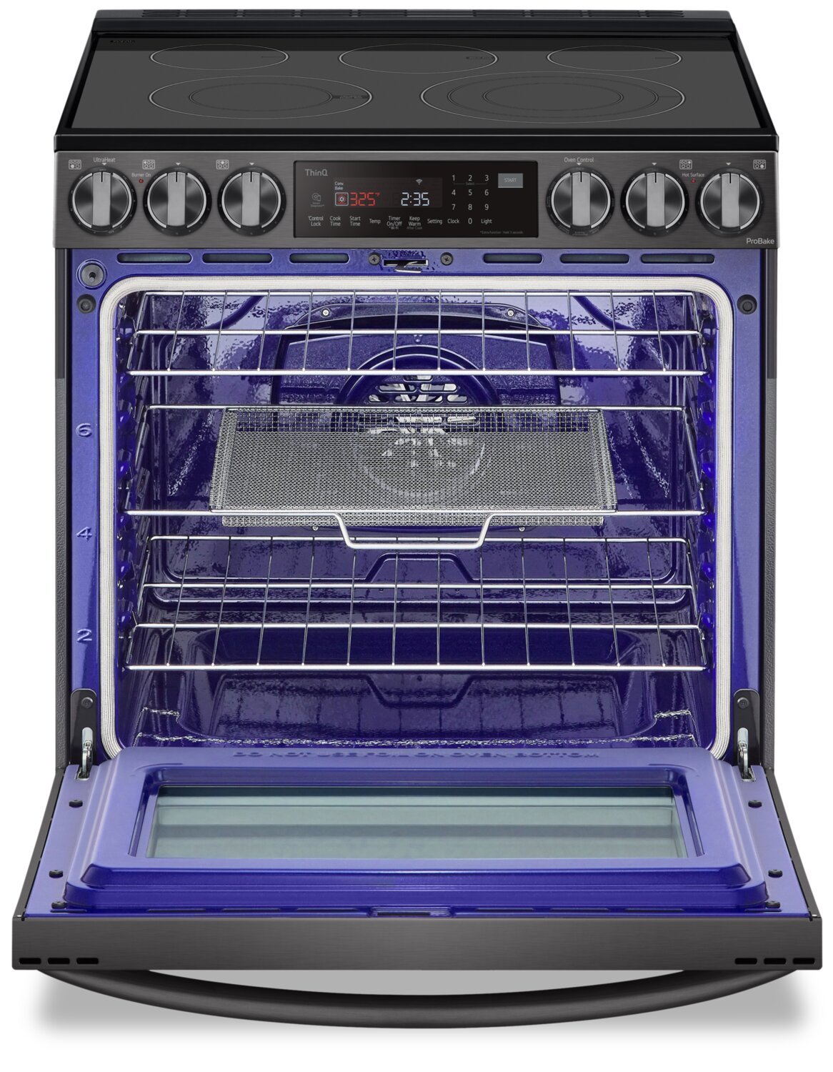 Cuisinière électrique intelligente LG de 6,3 pi³ avec friture à air et convection ProBake Convection® - Résistant aux taches noir en acier inoxydable…