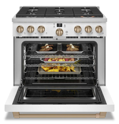 Cuisinière intelligente à gaz Café de 6,2 pi³ avec convection européenne véritable et grilles autone…
