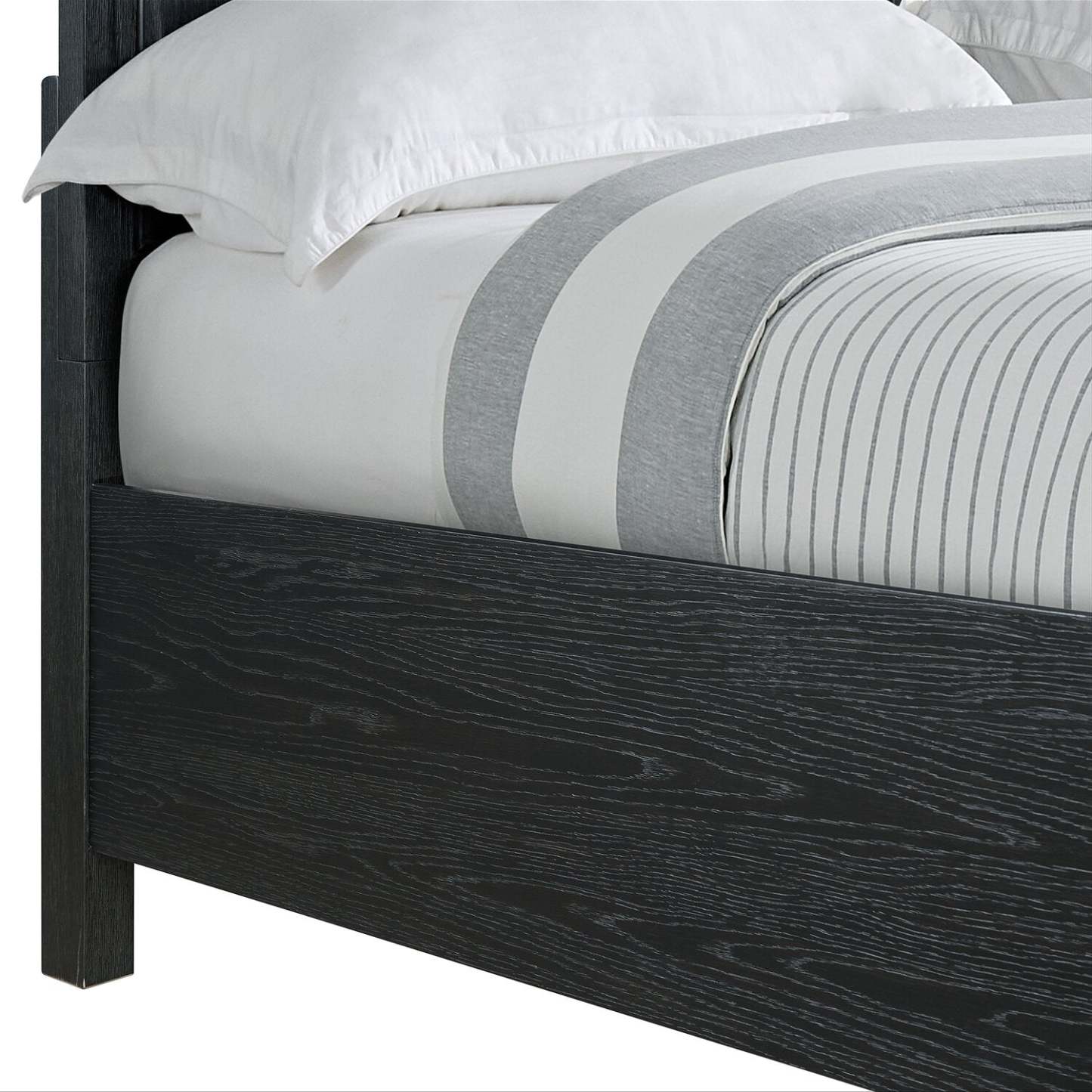 Lit à panneaux Casa avec tête de lit et cadre, en bois, noir - taille queen