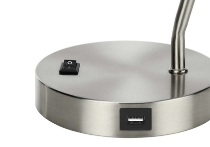 17 Nickle Metal Desk/Task Lamp wiht USB Charging|Lampe de bureau et de travail en métal nickel de 17 po avec recharge USB