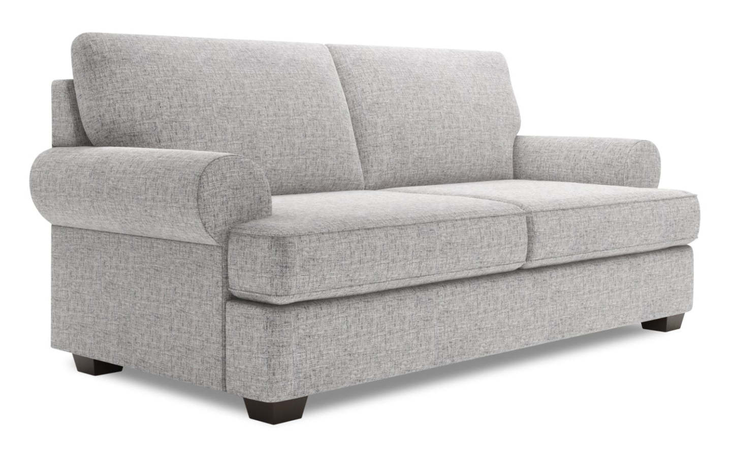 Fabriqué au Canada Canapé Personnalisable Roll 76 en Tissu d'Apparence Lin Taille Condo avec Accoudoirs Roulés - Luna Domino Gris | Canapé Roll de Sofa Lab de 76 po de format condo fabriqué au Canada en tissu d'apparence lin - gris Luna Domino | RO092191