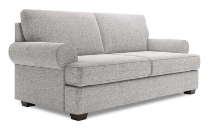 Fabriqué au Canada Canapé Personnalisable Roll 76 en Tissu d'Apparence Lin Taille Condo avec Accoudoirs Roulés - Luna Domino Gris | Canapé Roll de Sofa Lab de 76 po de format condo fabriqué au Canada en tissu d'apparence lin - gris Luna Domino | RO092191