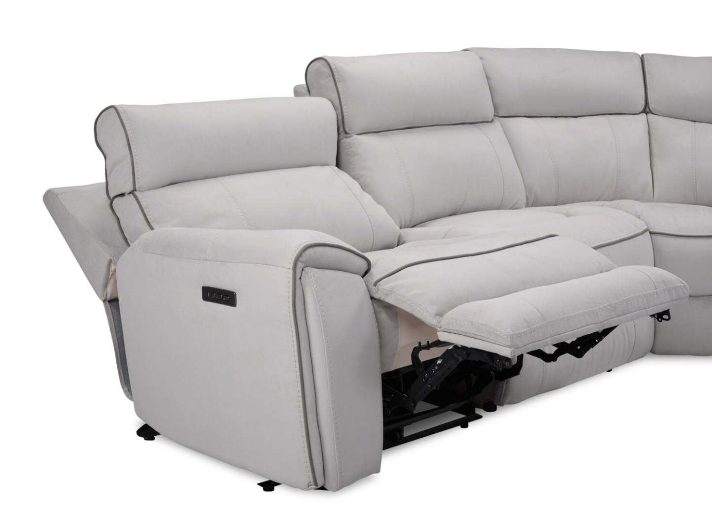 Canapé sectionnel de droite à inclinaison électrique Newport de Cindy Crawford Home 6 pièces en suédine - gris