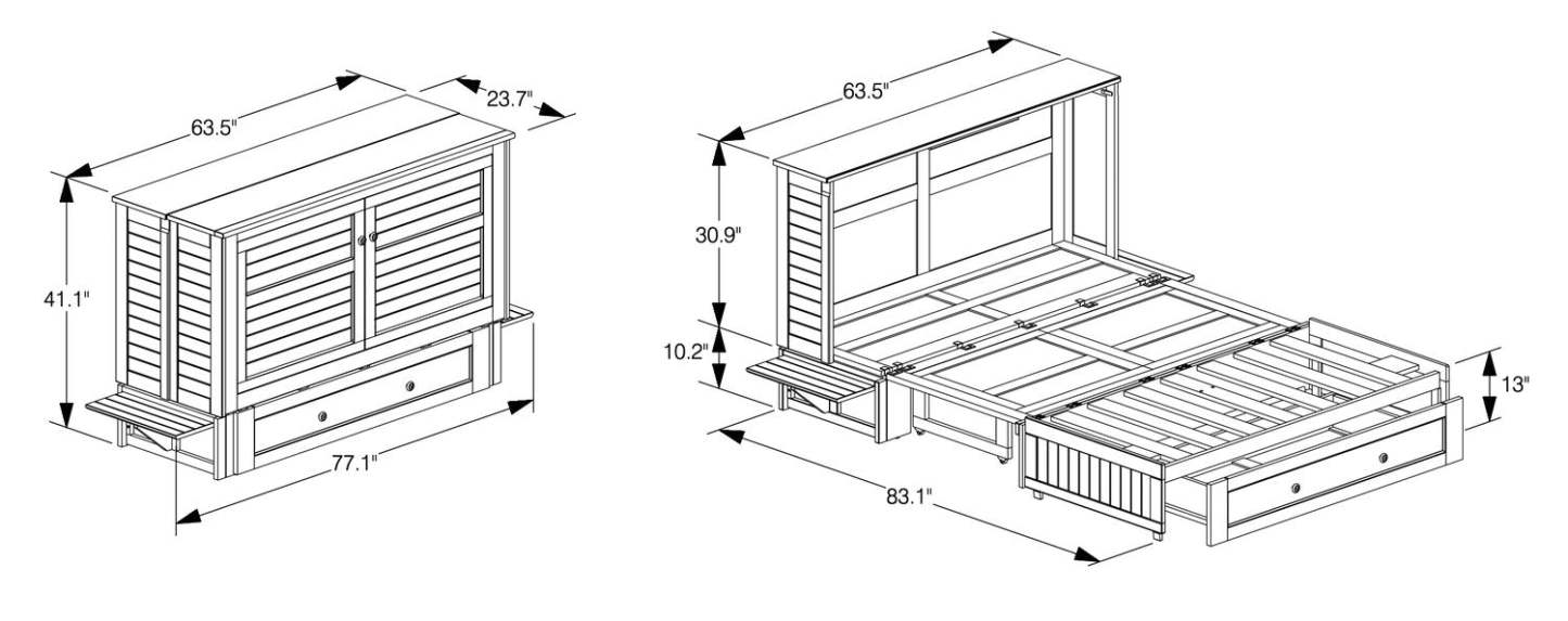Parker Cabinet Bed - White | Armoire-lit Parker - blanc