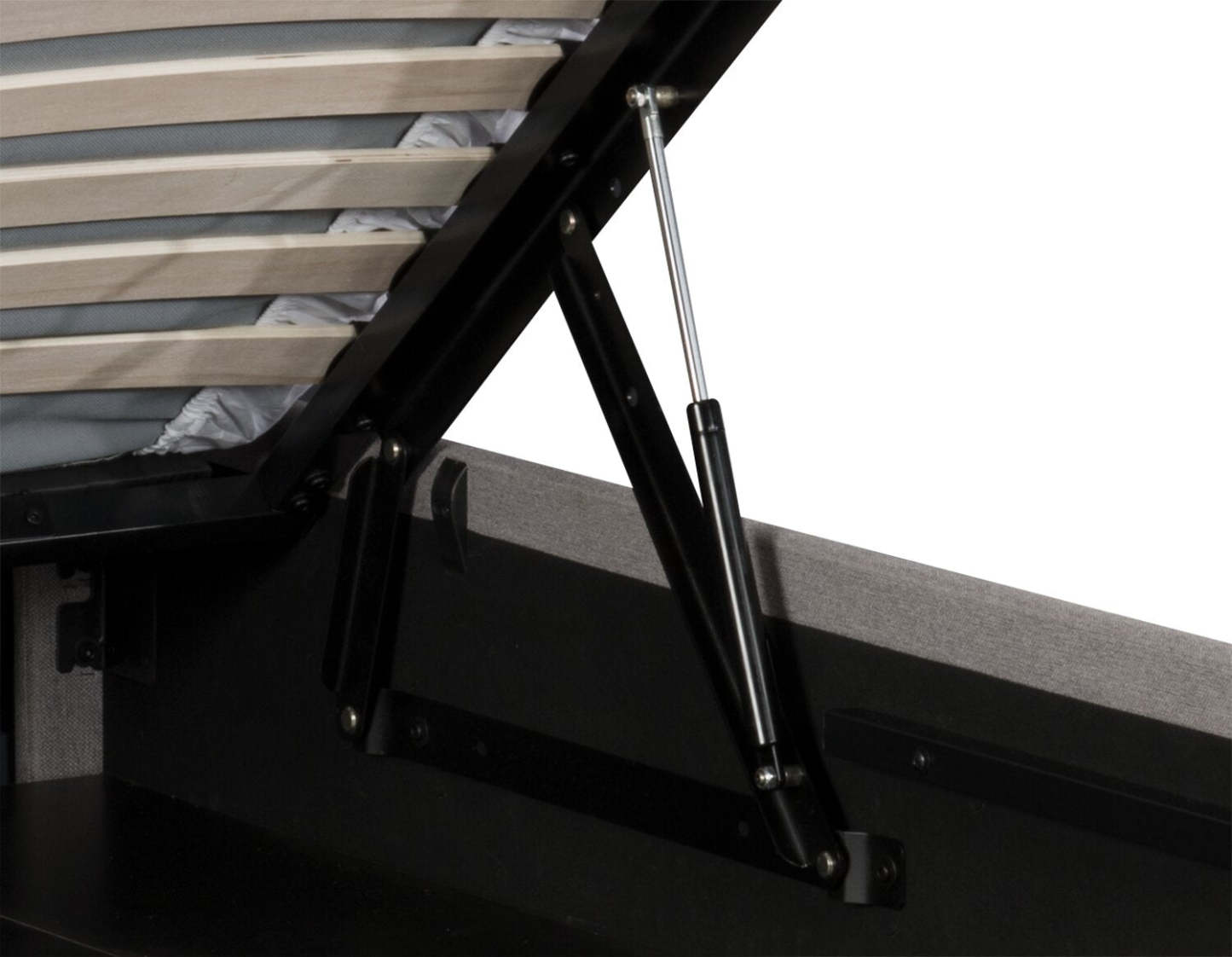 Lit plateforme de rangement rembourré Jace en tissu taupe, capitonné - Pleine grandeur | Lit plateforme rembourré Jace en tissu taupe capitonné avec rangement - format lit double