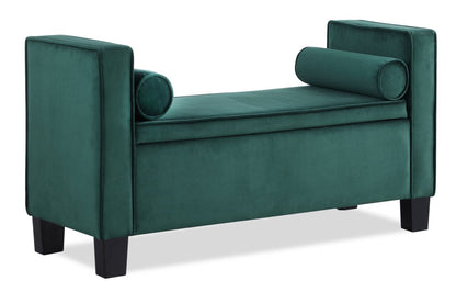 Banc de rangement Octavia 53.25 - Velours vert|Banc de rangement Octavia de 53,25 po - velours vert