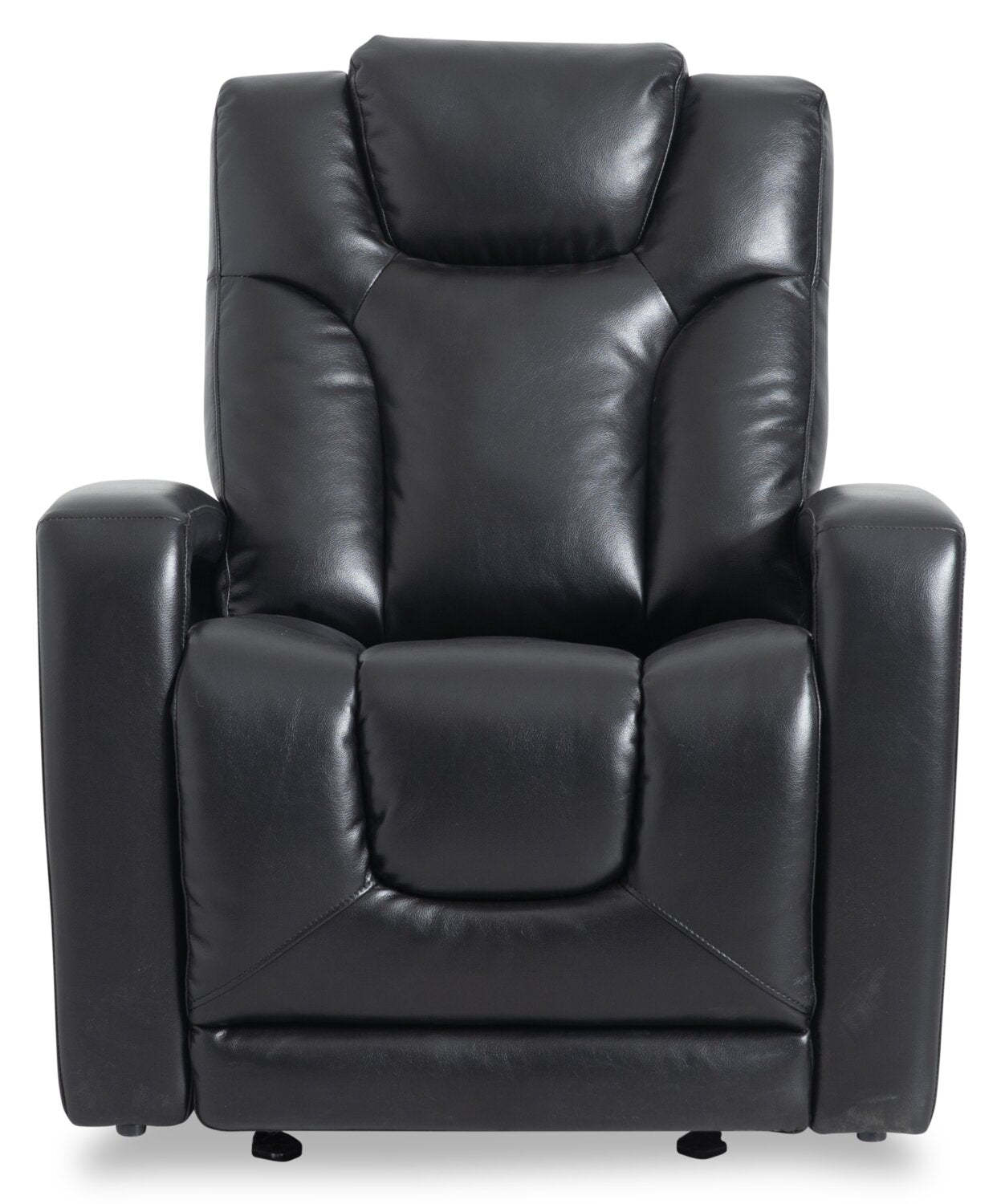 Fauteuil à inclinaison électrique Kenzo de 35 po en tissu d’apparence cuir avec appuie-tête électrique, repose-pieds et port USB - noir