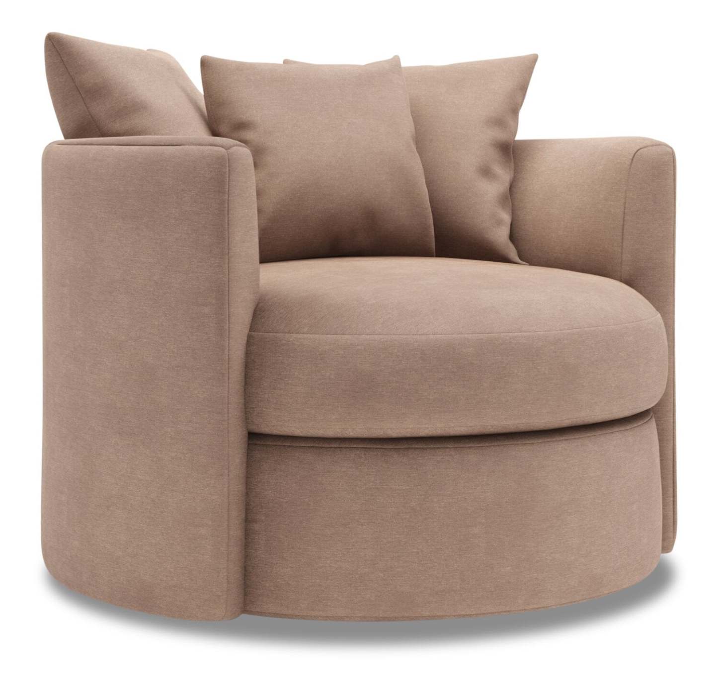 Fauteuil d'appoint pivotant Nest de Sofa Lab de 41 po fabriqué au Canada en tissu d'apparence lin - brun Pax Wicker | NID3349