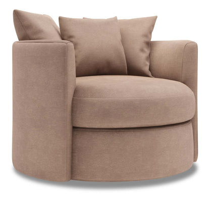 Fauteuil d'appoint pivotant Nest de Sofa Lab de 41 po fabriqué au Canada en tissu d'apparence lin - brun Pax Wicker | NID3349