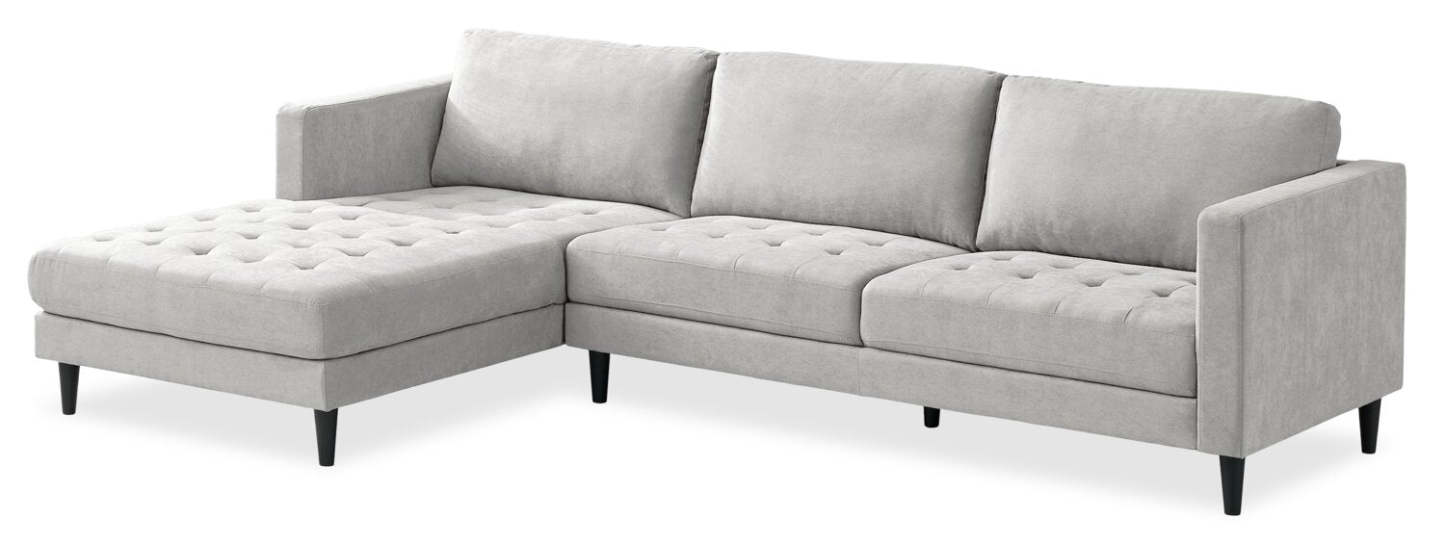 Sofa sectionnel de gauche Metro 2 pièces en tissu avec fauteuil long et coussins de siège capitonnés - neutre