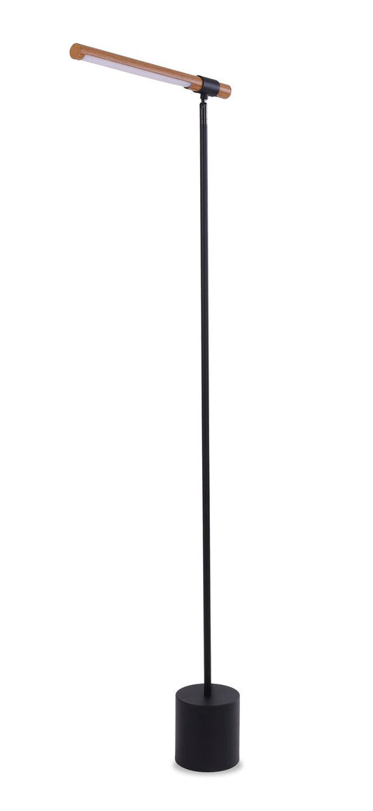 Hollar 56 Lampadaire LED noir mat et bois | Lampe à pied à DEL Hollar de 56 po noir mat et bois