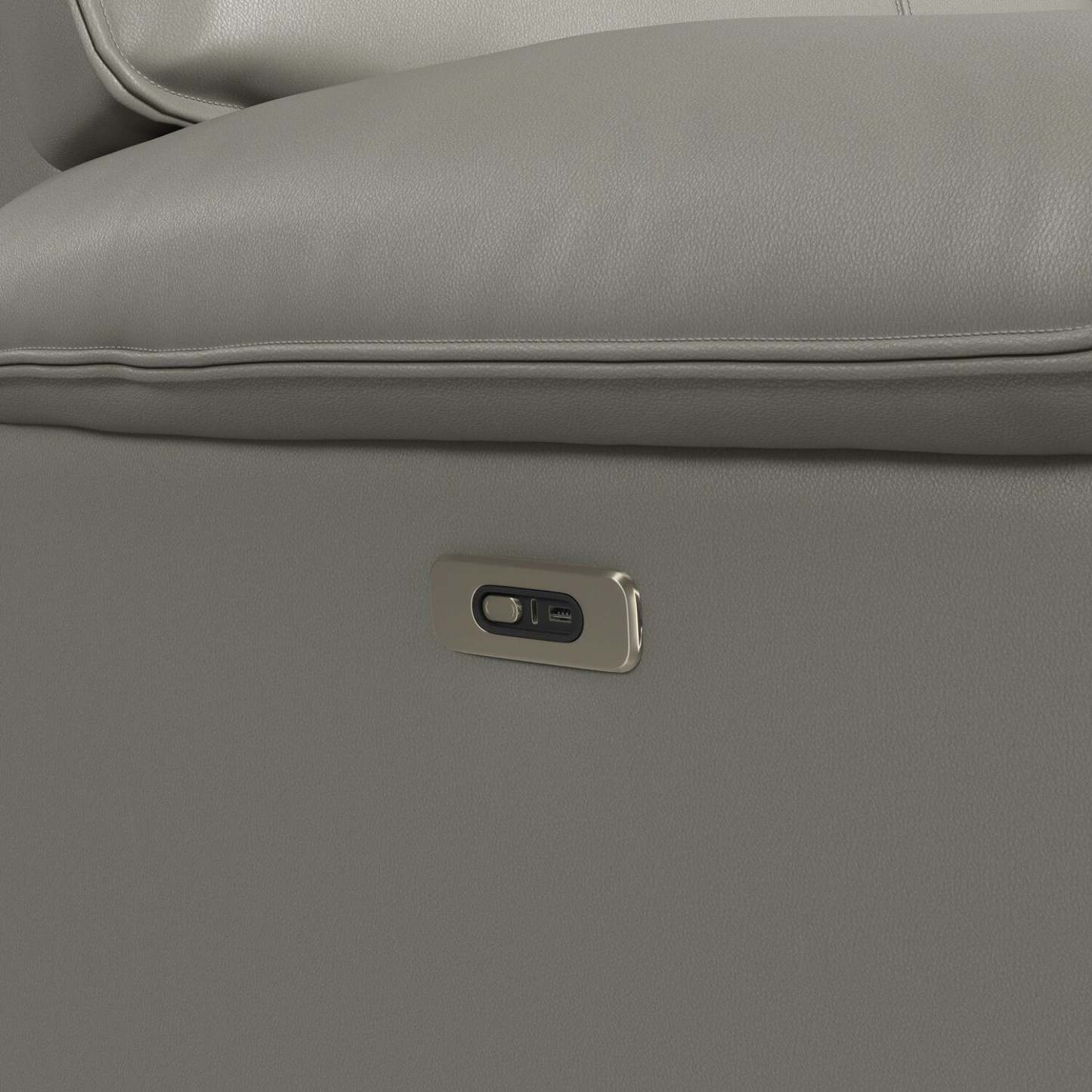 Causeuse à inclinaison électrique Matteo 64 en cuir véritable - Gris Aviarah | Causeuse à inclinaison électrique Matteo de 64 po en cuir véritable - gris Aviarah