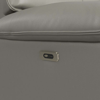 Sofa à inclinaison électrique Matteo de 88 po en cuir véritable - gris Aviarah
