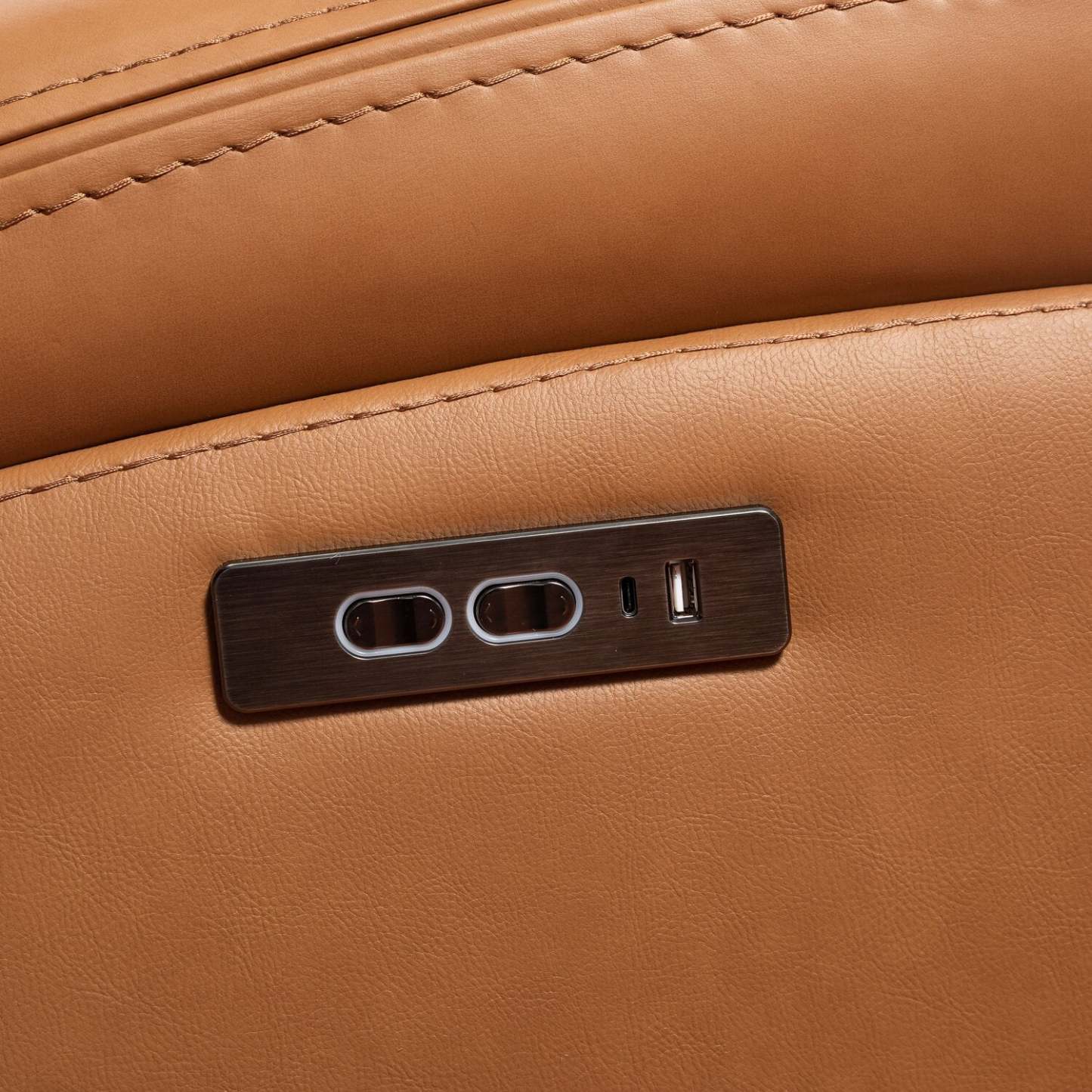 Sofa à inclinaison électrique Prescott de Scott Living de 88,5 po en cuir véritable avec appuie-têtes électriques - brun courge musquée