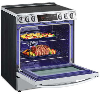 Cuisinière électrique intelligente LG de 6,3 pi³ avec friture à air et convection ProBake Convection® - Acier inoxydable résistant aux taches…
