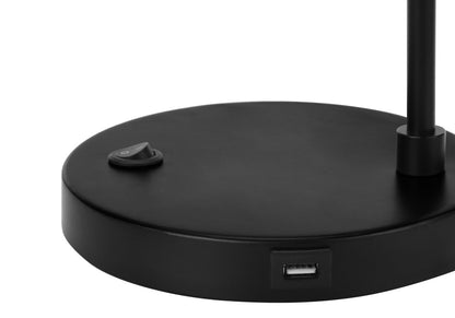 21 Lampe de bureau/tâche en métal noir avec chargement USB|Lampe de bureau et de travail en métal noir de 21 po avec recharge USB