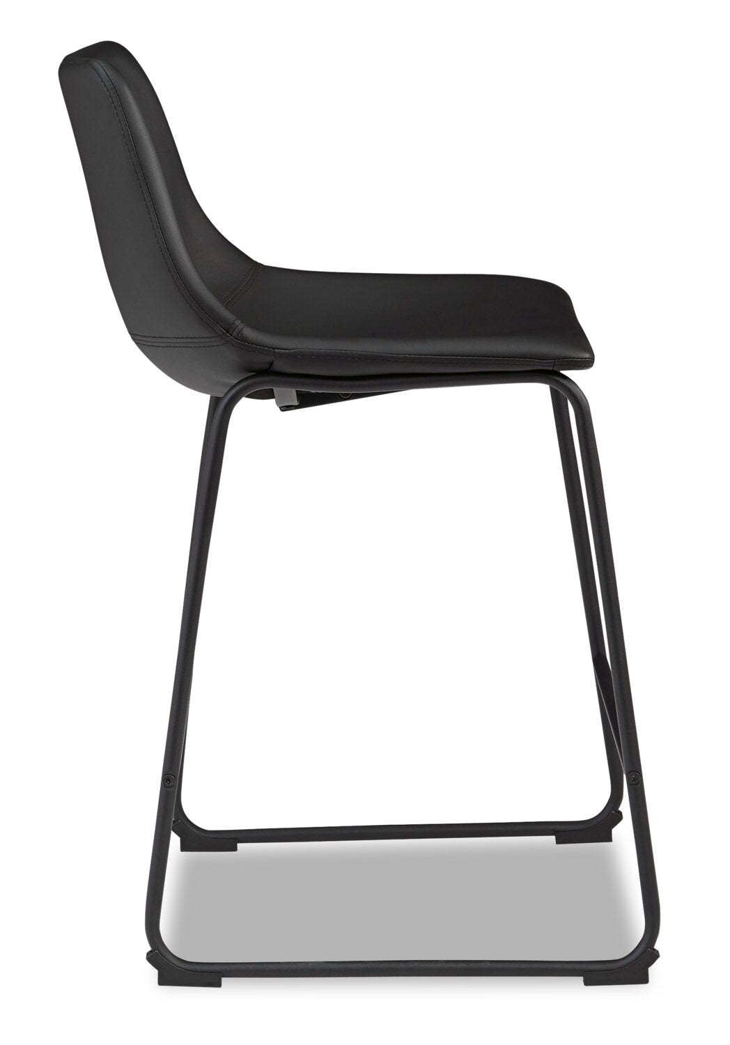 Tabouret à hauteur de comptoir Cole avec tissu en cuir végétalien, métal - Noir | Tabouret Cole de hauteur comptoir en tissu de cuir végétalien et en métal - noir