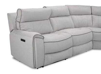 Canapé sectionnel de droite à inclinaison électrique Newport de Cindy Crawford Home 6 pièces en suédine - gris