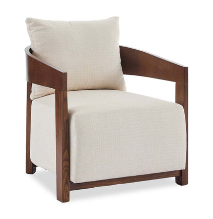 Amor 28.54 Chaise d'appoint en tissu avec accoudoirs et pieds en bois - Taupe | Fauteuil d'appoint Amor 28,54 po en tissu avec accoudoirs et pattes en bois - taupe