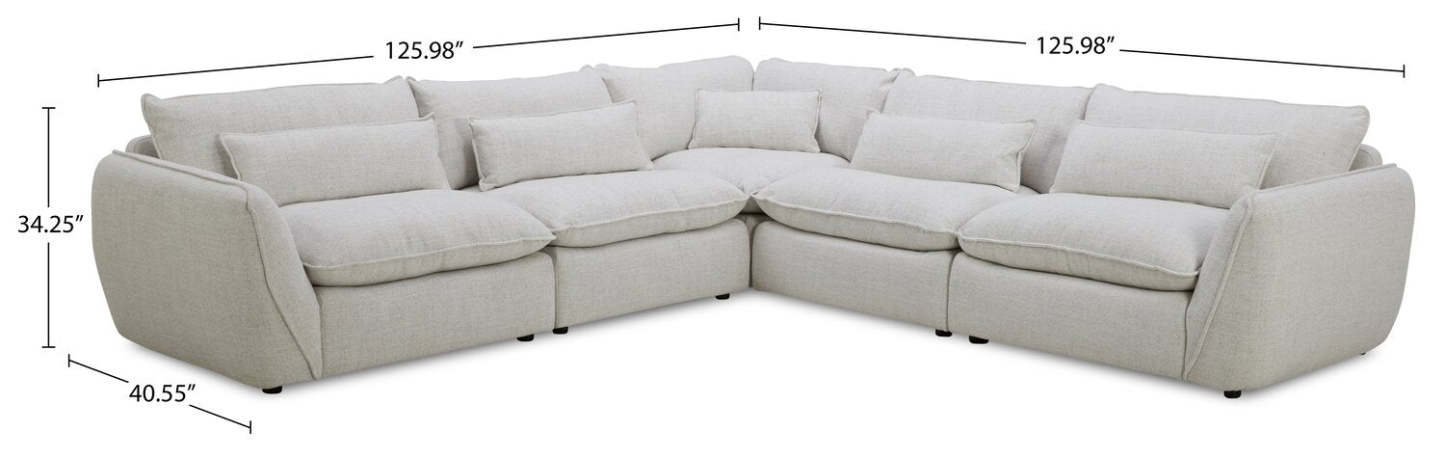 Monaco 5-Piece Sectional - Wheat | Sofa sectionnel Monaco 5 pièces - blé