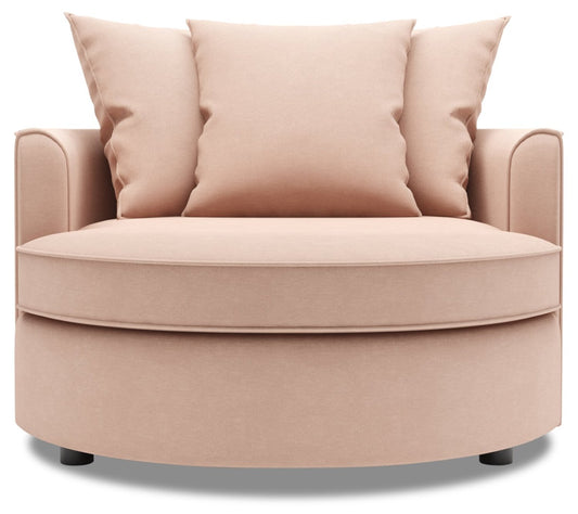 Fauteuil d’appoint enveloppant Sofa Lab de 48 po fabriqué au Canada en tissu d’apparence lin - rose Pax Rose | CUDD3249