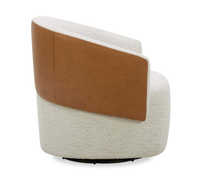 Fauteuil d'appoint pivotant Soho - neige azalée et brun clair Dakota