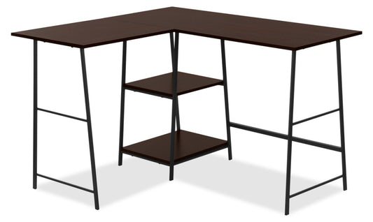 Evlin 42 L-Shaped Office Desk with Shelves - Espresso|Bureau en forme de L Evlin de 42 po à tablettes - espresso