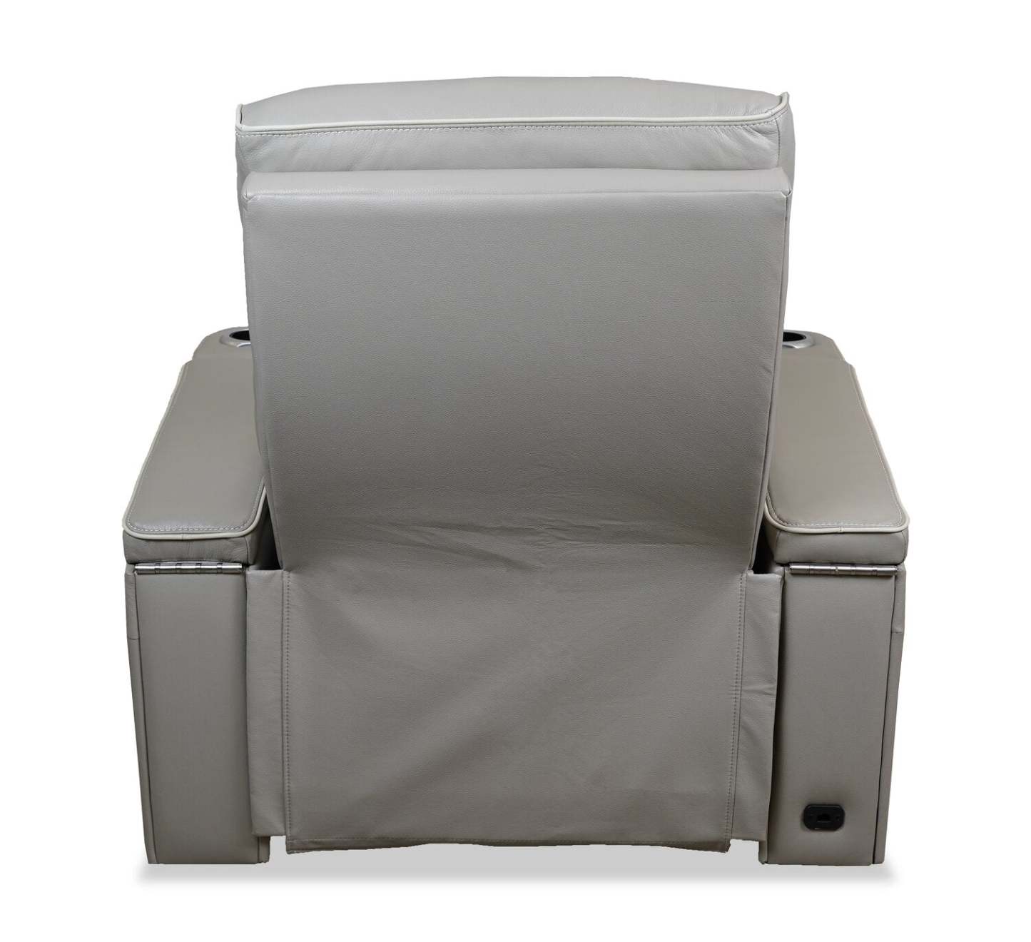 Fauteuil de massage à inclinaison électrique Elite de 38 po en cuir véritable avec son immersif et appuie-tête électrique - mastic