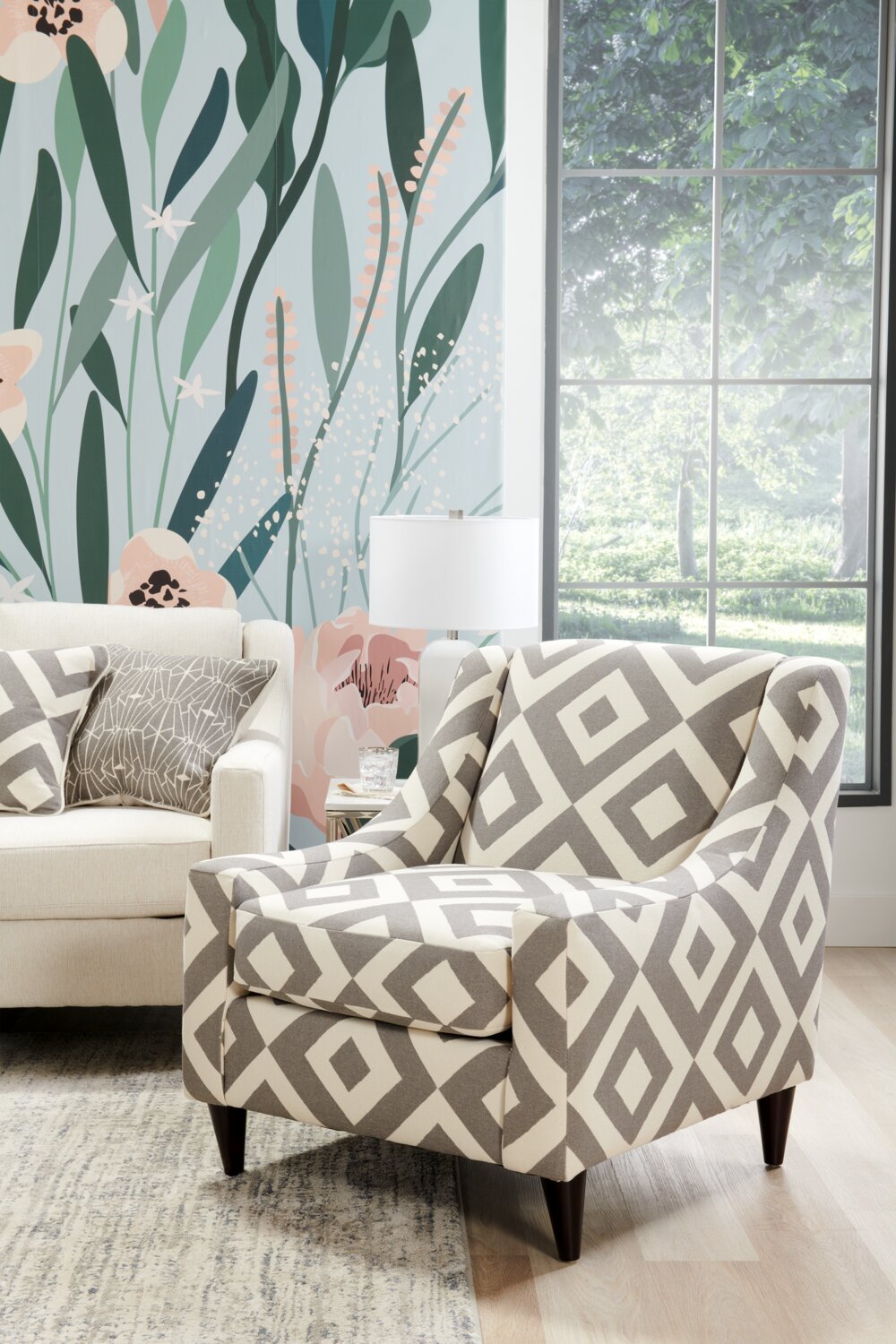 Fabriqué au Canada Cindy Crawford Home Fauteuil d'appoint Kylie 32 en tissu d'apparence lin - Charbon Carré | Fauteuil d'appoint Kylie de Cindy Crawford Home de 32 po fabriqué au Canada en tissu d'apparence lin - carré anthracite