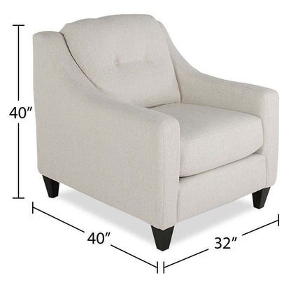 Fabriqué au Canada Cindy Crawford Home Chaise Kylie 32 en tissu d'apparence lin avec capitonnage de boutons - Zeus Pearl | Fauteuil Kylie de Cindy Crawford Home de 32 po fabriqué au Canada en tissu d'apparence lin avec capitonnage - perle Zeus