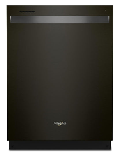 Lave-vaisselle encastré Whirlpool de 24 po et de 47 dBA avec commandes sur le dessus et 3e panier - Résistance aux empreintes digitales en acier inoxydable noir …