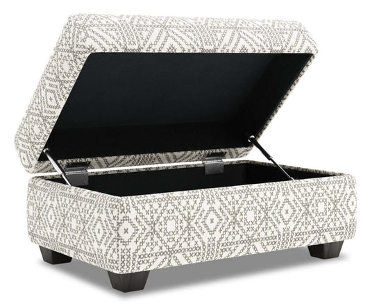 Fabriqué au Canada Pouf de rangement personnalisable The Trunk 39 en tissu - Greystone multicolore | Pouf de rangement The Trunk de Sofa Lab de 39 po fabriqué au Canada en tissu - Greystone multicolore | TRUN1155
