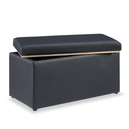 Edmonton 32 Storage Ottoman - Navy Faux Leather|Pouf de rangement Edmonton de 32 po - similicuir bleu marine