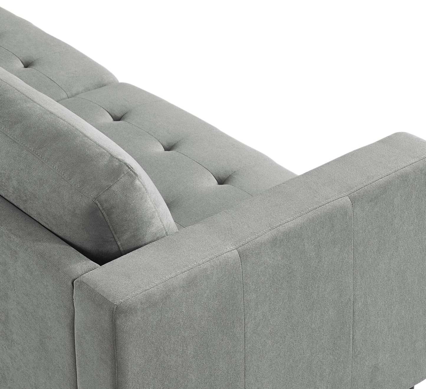 Sofa sectionnel de droite Metro 2 pièces en tissu avec fauteuil long et coussins de siège capitonnés - gris